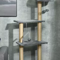 PawHut 230-250cm Floor-to-Ceiling Climbing Cat Tree Tower - Grey - 8