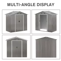Outsunny 6.5ft x 3.5ft Metal Garden Storage Shed for Outdoor Tool Storage with Double Sliding Doors and 4 Vents, Grey - 4