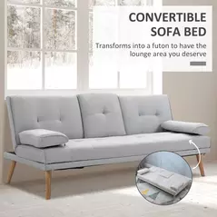 HOMCOM Fabric Click Clack Sofa Bed with 2 Cup Holders, Convertible Futon Settee, Futon Recliner Lounge for Living Room, Spare Room, Bedroom, Grey - 4