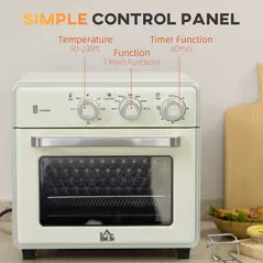 HOMCOM 20L 90-230℃ Mini Electric Oven - Cream - 7
