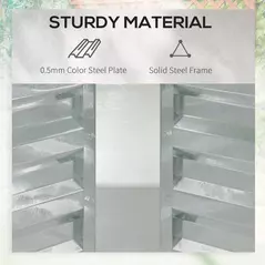 Outsunny Raised Garden Bed with Greenhouse, Steel Planter Box with Plastic Cover, Roll Up Window, Dual Use for Flowers, Vegetables, Fruits and Herbs, 185L x 95W x 92H cm, Green - 5