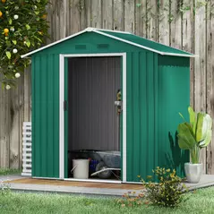 Outsunny 6.5ft x 3.5ft Metal Garden Storage Shed for Outdoor Tool Storage with Double Sliding Doors and 4 Vents, Green - 7