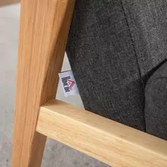 HOMCOM Fabric Accent Chair for Living Room, Arm Chair with Rubber Wood Frame and Padded Cushion, Dark Grey - 9