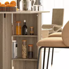 HOMCOM 80-140 cm Folding Dining Table for 4-6 People, Drop Leaf Table with 2-Tier Shelves, Rolling Casters, for Small Spaces, Kitchen, Flat, Dining Room, Natural - 8