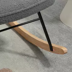 HOMCOM Berber Fleece Nursery Glider Rocker for Nursing, Wingback Rocking Chair for Living Room, Dark Grey - 9