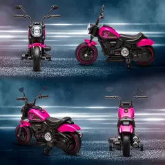 HOMCOM 6v Electric Motorbike with Training Wheels, One-Button Start - Pink - 8