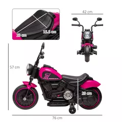 HOMCOM 6v Electric Motorbike with Training Wheels, One-Button Start - Pink - 3
