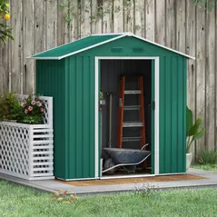 Outsunny 6.5ft x 3.5ft Metal Garden Storage Shed for Outdoor Tool Storage with Double Sliding Doors and 4 Vents, Green - 2