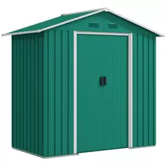 Outsunny 6.5ft x 3.5ft Metal Garden Storage Shed for Outdoor Tool Storage with Double Sliding Doors and 4 Vents, Green - 1