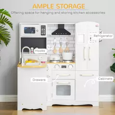 HOMCOM Kids Kitchen Playset, Large Pretend Role Play Kitchen, White - 5