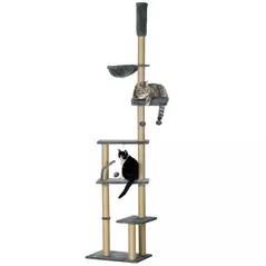 PawHut 230-250cm Floor-to-Ceiling Climbing Cat Tree Tower - Grey - 1