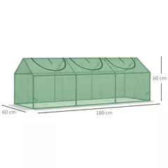 Outsunny Mini Greenhouse, Small Plant Grow House for Outdoor with Durable PE Cover, Observation Windows, 180 x 60 x 60 cm, Green - 3