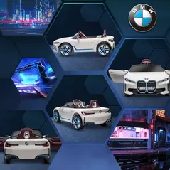 HOMCOM BMW i4 Licensed 12V Kids Electric Ride-On Car, White, Red and Light Blue - 8