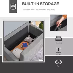 HOMCOM Modern 2 Seater Sofa with Hidden Storage, 117cm Tufted Cotton Couch with Wood Legs, Compact Loveseat for Living Room, Kitchen, Grey - 6