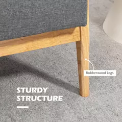 HOMCOM 2 Seater Sofa Modern Linen Fabric Upholstery Tufted Couch with Rubberwood Legs for Living Room and Kitchen, Dark Grey - 5