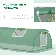 Outsunny Mini Greenhouse, Portable Tunnel Green House, Green Grow House Steel Frame with 5 Mesh Windows, 3 M, Green - 5
