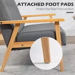 HOMCOM 2 Seater Sofa Modern Linen Fabric Upholstery Tufted Couch with Rubberwood Legs for Living Room and Kitchen, Dark Grey - 6