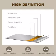 HOMCOM 110 x 65 cm Arched Decorative Wall Mirror for Bedroom Living Room, Modern Window Bathroom Mirror for Home Decor - 5