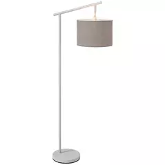 HOMCOM Metal Frame Floor Lamp with 350 Degree Rotating Lampshade, for Living Room and Bedroom, LED Bulb Included, Grey - 1