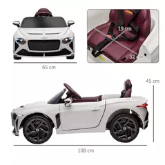 HOMCOM Bentley Bacalar Licensed 12V Kids Electric Car, with Remote Control, White - 3