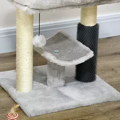 PawHut 48cm Cat Tree with Scratching Posts, Bed, Perch, Self Groomer, Toy - Grey - 8
