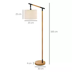 HOMCOM Metal Frame Floor Lamp with 350 Degree Rotating Lampshade, for Living Room and Bedroom, LED Bulb Included, Brown - 3