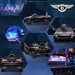 HOMCOM Bentley Bacalar Licensed 12V Kids Electric Car, with Remote Control, Black - 8