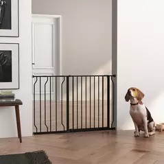 PawHut Wide Dog Safety Gate, with Door Pressure, for Doorways, Hallways, Staircases - Black - 2