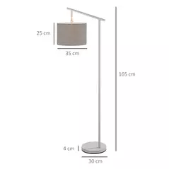 HOMCOM Metal Frame Floor Lamp with 350 Degree Rotating Lampshade, for Living Room and Bedroom, LED Bulb Included, Grey - 3