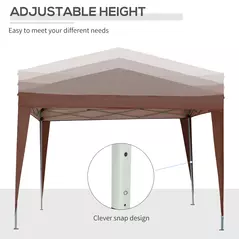 Outsunny 3 x 3 m Pop Up Gazebo, Wedding Party Canopy Tent Marquee with Carry Bag and Windows, Coffee - 9