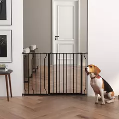 PawHut Wide Dog Safety Gate, with Door Pressure, for Doorways, Hallways, Staircases - Black - 8
