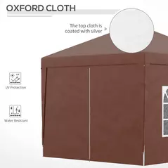 Outsunny 3 x 3 m Pop Up Gazebo, Wedding Party Canopy Tent Marquee with Carry Bag and Windows, Coffee - 6