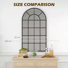 HOMCOM 110 x 65 cm Arched Decorative Wall Mirror for Bedroom Living Room, Modern Window Bathroom Mirror for Home Decor - 7