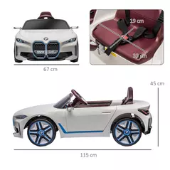 HOMCOM BMW i4 Licensed 12V Kids Electric Ride-On Car, White, Red and Light Blue - 3