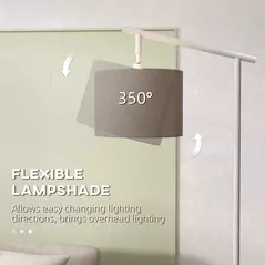 HOMCOM Metal Frame Floor Lamp with 350 Degree Rotating Lampshade, for Living Room and Bedroom, LED Bulb Included, Grey - 5