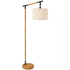 HOMCOM Metal Frame Floor Lamp with 350 Degree Rotating Lampshade, for Living Room and Bedroom, LED Bulb Included, Brown - 1