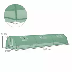 Outsunny Mini Greenhouse, Portable Tunnel Green House, Green Grow House Steel Frame with 5 Mesh Windows, 3 M, Green - 3