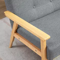 HOMCOM 2 Seater Sofa Modern Linen Fabric Upholstery Tufted Couch with Rubberwood Legs for Living Room and Kitchen, Dark Grey - 8