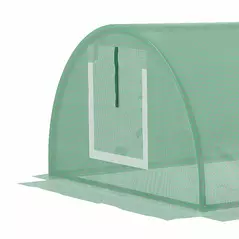Outsunny Mini Greenhouse, Portable Tunnel Green House, Green Grow House Steel Frame with 5 Mesh Windows, 3 M, Green - 9