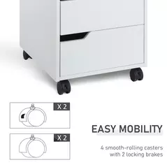 HOMCOM 3 Drawer Mobile File Cabinet, Vertical Filing Cabinet with Wheels for Home Office, White - 6