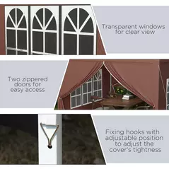 Outsunny 3 x 3 m Pop Up Gazebo, Wedding Party Canopy Tent Marquee with Carry Bag and Windows, Coffee - 8