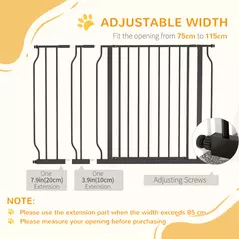 PawHut Wide Dog Safety Gate, with Door Pressure, for Doorways, Hallways, Staircases - Black - 5
