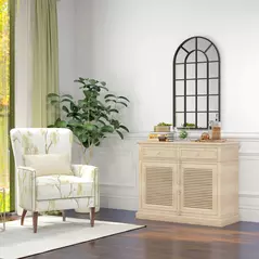 HOMCOM 110 x 65 cm Arched Decorative Wall Mirror for Bedroom Living Room, Modern Window Bathroom Mirror for Home Decor - 9