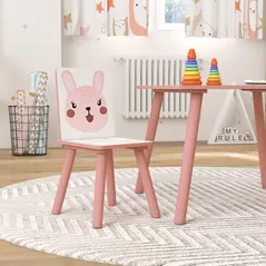 ZONEKIZ Kids and Table Chairs, Children Desk with Two Chairs, Toddler Furniture Set, for Ages 3-6 Years - Pink - 9