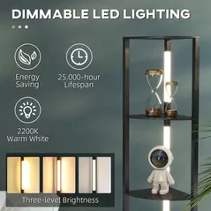 HOMCOM Corner Floor Lamp for Living Room Bedroom with Dimmable Warm White LED Light, Modern Tall Standing Lamp, Black - 5