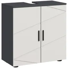 kleankin Under Sink Bathroom Cabinet, Bathroom Vanity Unit, Basin Storage Cupboard with Double Doors and Shelf, 10W x 20Dcm "U" Cut-Out, Light Grey - 1