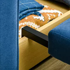 HOMCOM 2 Seater Sofa Bed with Hidden Storage, Pull Out Convertible Bed Settee, Modern Snow Flannel Loveseat Sofa Sleeper with 2 Cushions for Living Room, Guest Room, Deep Blue - 9