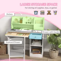 ZONEKIZ Two-Piece Kids Desk and Chair Set with Storage, for Ages 5-8 Years - Grey - 4