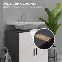 kleankin Under Sink Bathroom Cabinet, Bathroom Vanity Unit, Basin Storage Cupboard with Double Doors and Shelf, 10W x 20Dcm "U" Cut-Out, Light Grey - 4
