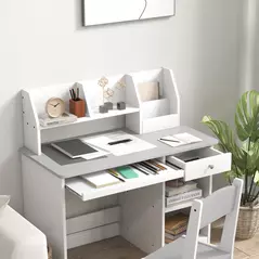 ZONEKIZ Two-Piece Kids Desk and Chair Set with Storage, for Ages 5-8 Years - Grey - 9